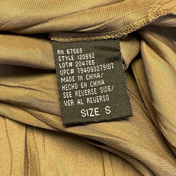 Vintage Y2K Golden Goddess Bronze Silky Satin Midi Dress Small Chiffon Party NYE - Picture 12 of 13